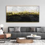 Premium Gold Glitter Particles on Black Background Canvas and Wall Painting