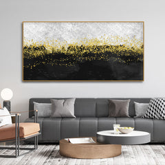 Premium Gold Glitter Particles on Black Background Canvas and Wall Painting