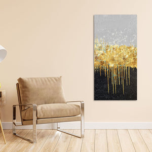 Premium Gold Glitter Particles on Black Background Canvas Wall Painting