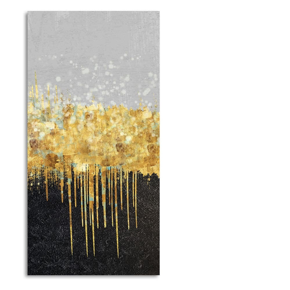 Premium Gold Glitter Particles on Black Background Canvas Wall Painting