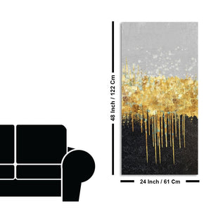 Premium Gold Glitter Particles on Black Background Canvas Wall Painting