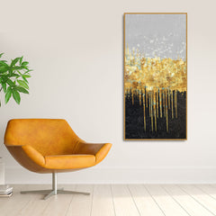 Premium Gold Glitter Particles on Black Background Canvas Wall Painting