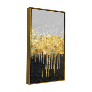 Premium Gold Glitter Particles on Black Background Canvas Wall Painting