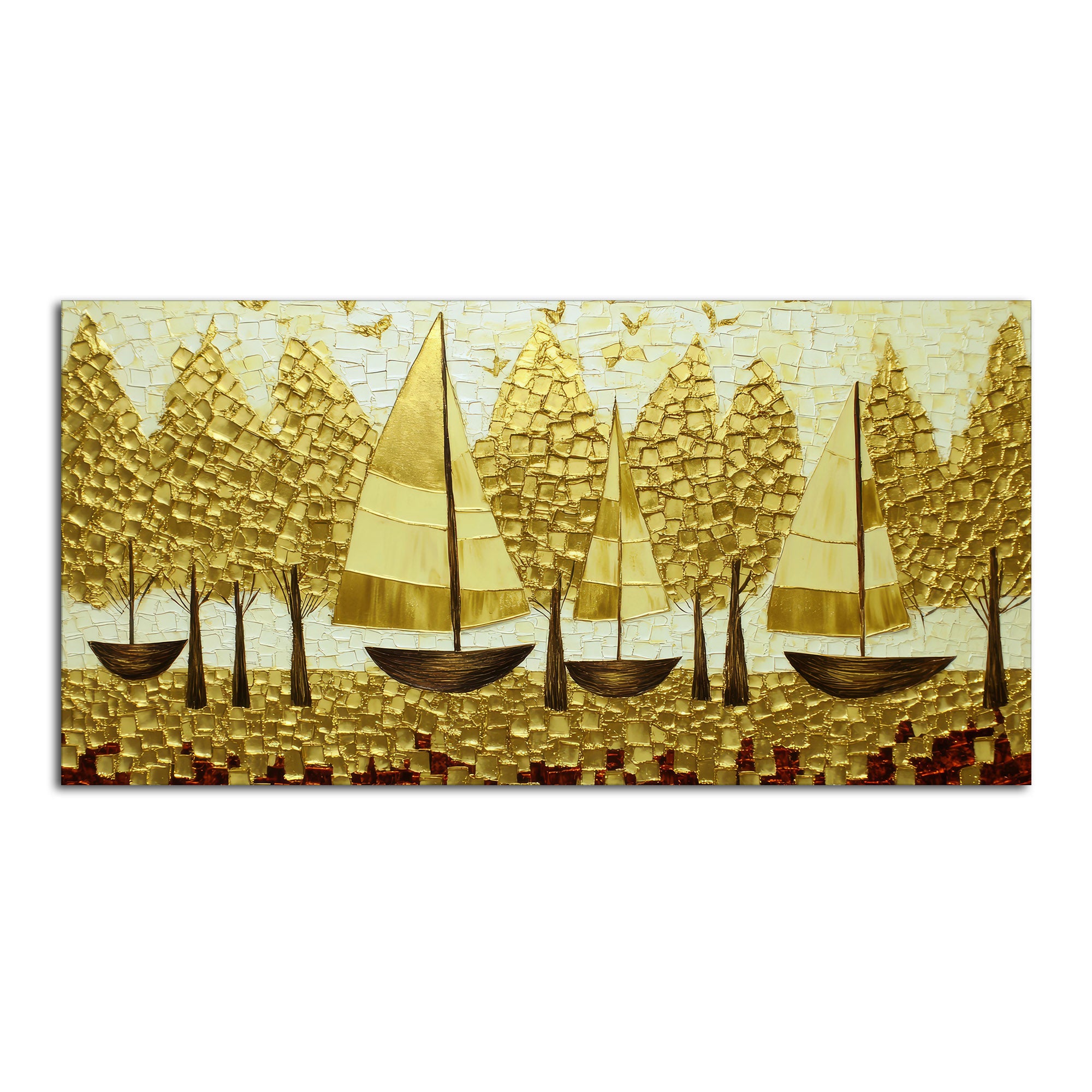 Premium Golden Color Artistic Tree Art Canvas Wall Painting