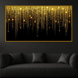 Premium Golden Falling Lights Crystal Glass Wall Painting