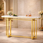 Premium Golden Finish Console Table with Faux Marble Surface