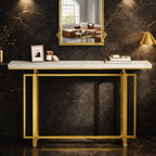 Premium Golden Finish Console Table with Faux Marble Surface