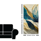 Premium Golden Flower and Waves Canvas Wall Painting