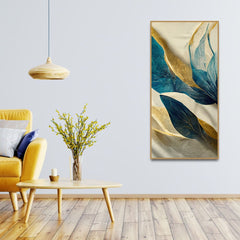 Premium Golden Flower and Waves Canvas Wall Painting