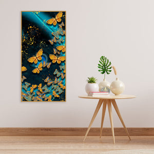 Premium Golden Flying Butterflies Canvas Wall Painting