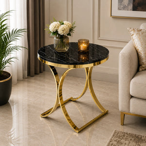 Premium Golden Iron Avarua Round Marble Table