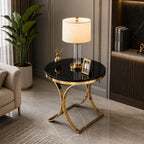 Premium Golden Iron Avarua Round Marble Table