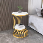 Premium Golden Metal Side Table with Storage Shelf