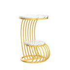 Premium Golden Metal Side Table with Storage Shelf