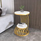 Premium Golden Metal Side Table with Storage Shelf