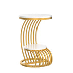 Premium Golden Metal Side Table with Storage Shelf
