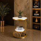 Premium Golden Metal Side Table with Storage Shelf