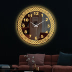 Premium Golden Numeric LED Mirror Wall Clock with Woven Design