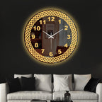 Premium Golden Numeric LED Mirror Wall Clock with Woven Design