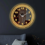 Premium Golden Numeric LED Mirror Wall Clock with Woven Design