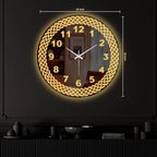 Premium Golden Numeric LED Mirror Wall Clock with Woven Design