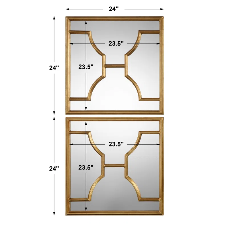 Premium Golden Square Shape Artistic Mirror