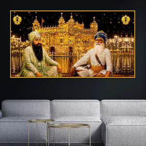 Premium Golden Temple Floating Frame Crystal Wall Painting