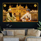 Premium Golden Temple Floating Frame Crystal Wall Painting