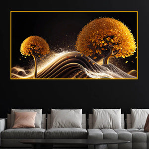 Premium Golden Tree Crystal Glass Wall Décor Painting