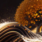 Premium Golden Tree Crystal Glass Wall Décor Painting