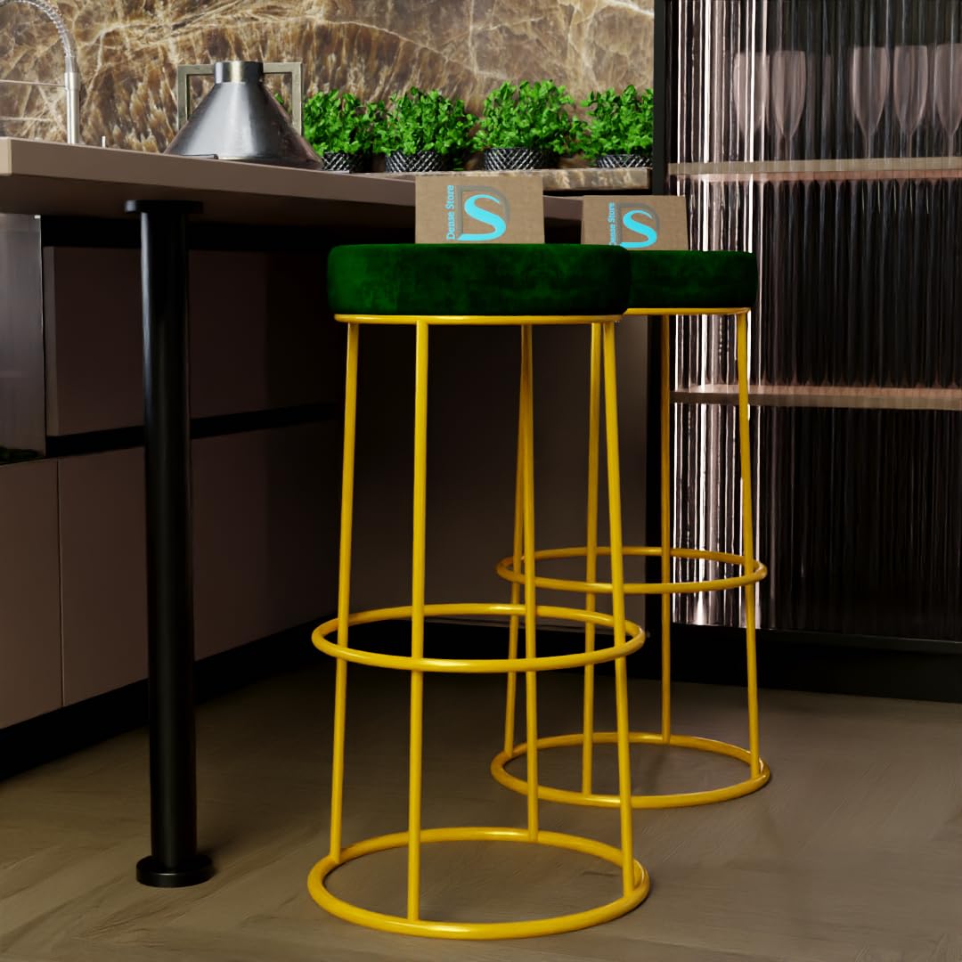 Premium Green Velvet Bar Lounge Chair with Golden Frame