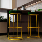 Premium Green Velvet Bar Lounge Chair with Golden Frame