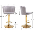 Premium Grey Velvet Lounge Bar Stools with Glamorous Golden Frame