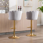 Premium Grey Velvet Lounge Bar Stools with Glamorous Golden Frame