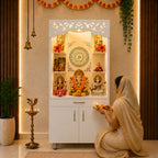 Premium Home Temple with Storage Drawers, Side Shelves and LED Panel