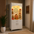 Premium Home Temple with Storage Drawers, Side Shelves and LED Panel