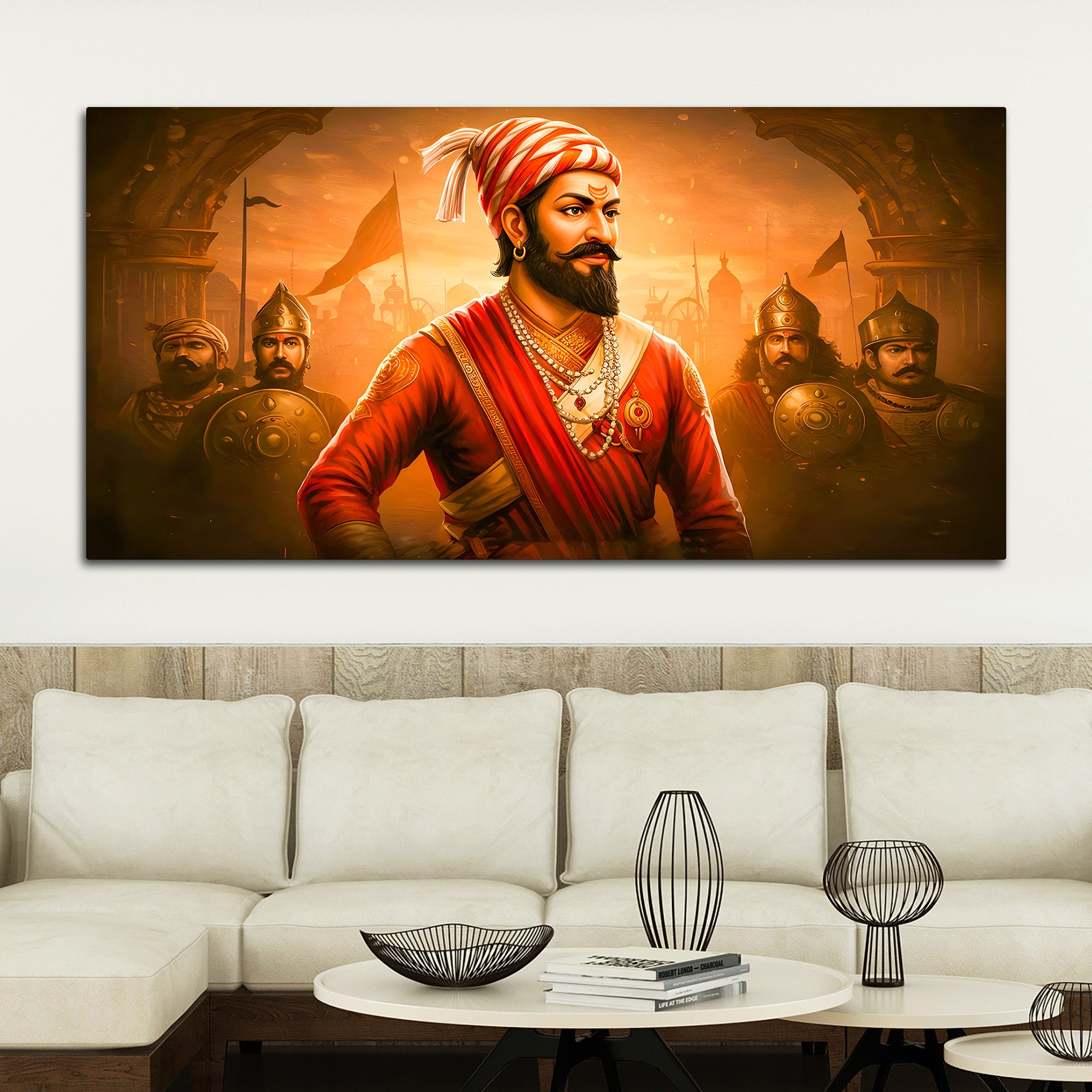 Premium Indian Shivaji Maharaj Canvas Painting