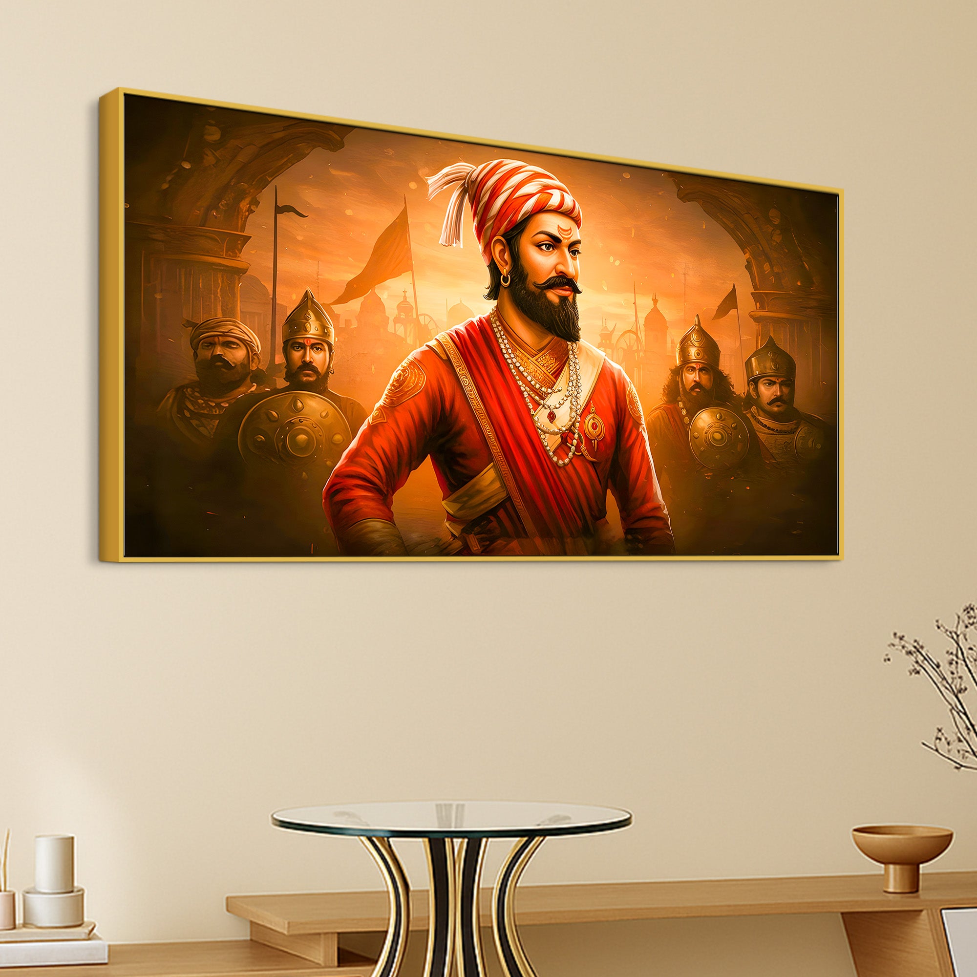 Premium Indian Shivaji Maharaj Canvas Painting