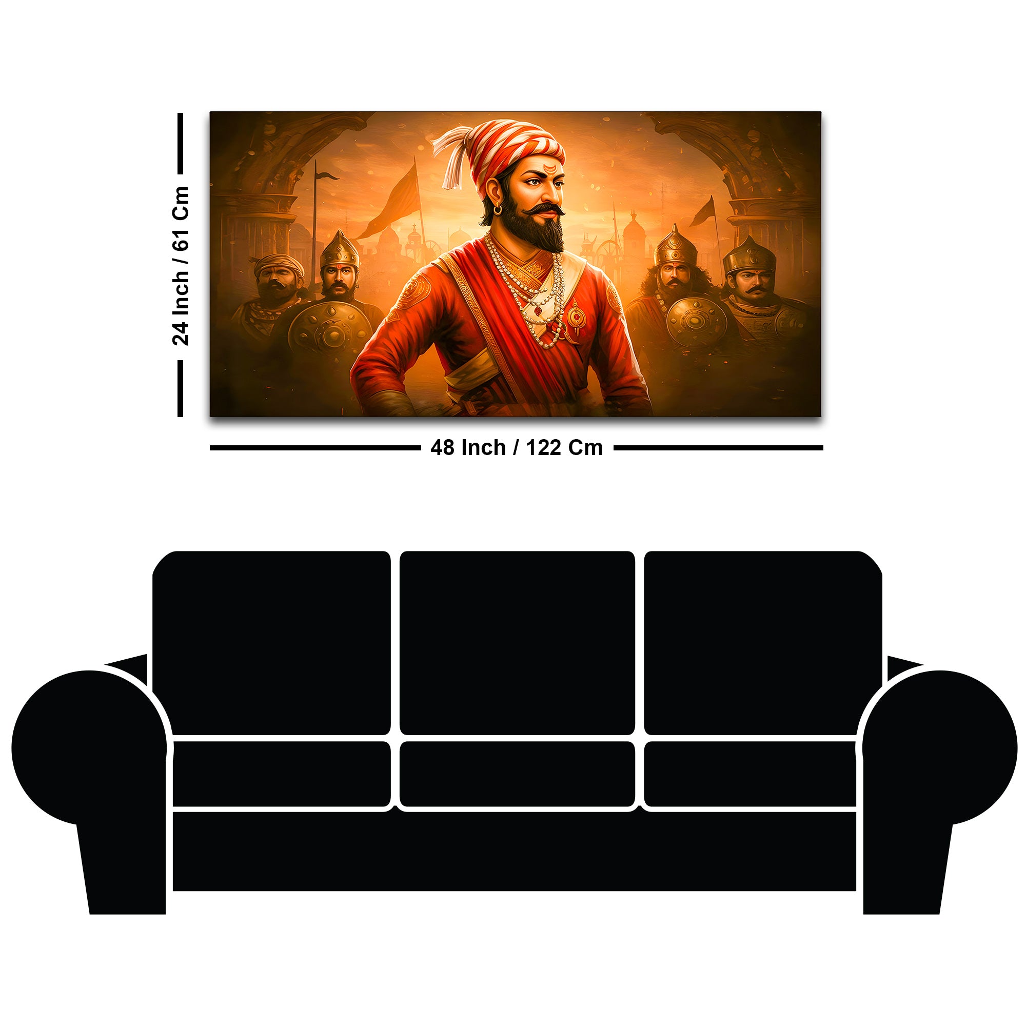 Premium Indian Shivaji Maharaj Canvas Painting