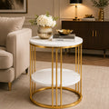 Premium Iron Stand Two Layer Marble Side Table