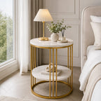 Premium Iron Stand Two Layer Marble Side Table