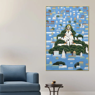 Premium Krishna Govardhan Pichwai Canvas Wall Painting for Home
