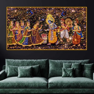 Premium Krishna Raas Leela Crystal Glass Wall Painting