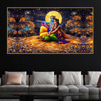 Premium Krishna Radha Moonlight Crystal Glass Wall Painting