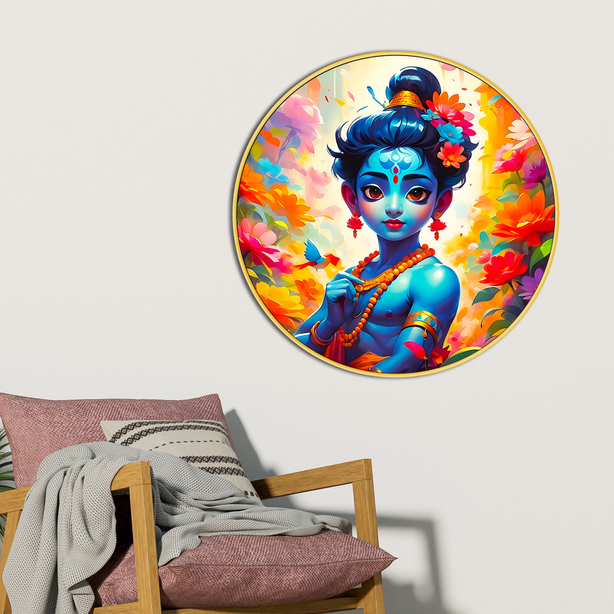 Premium Krishna Round Painting for Wall