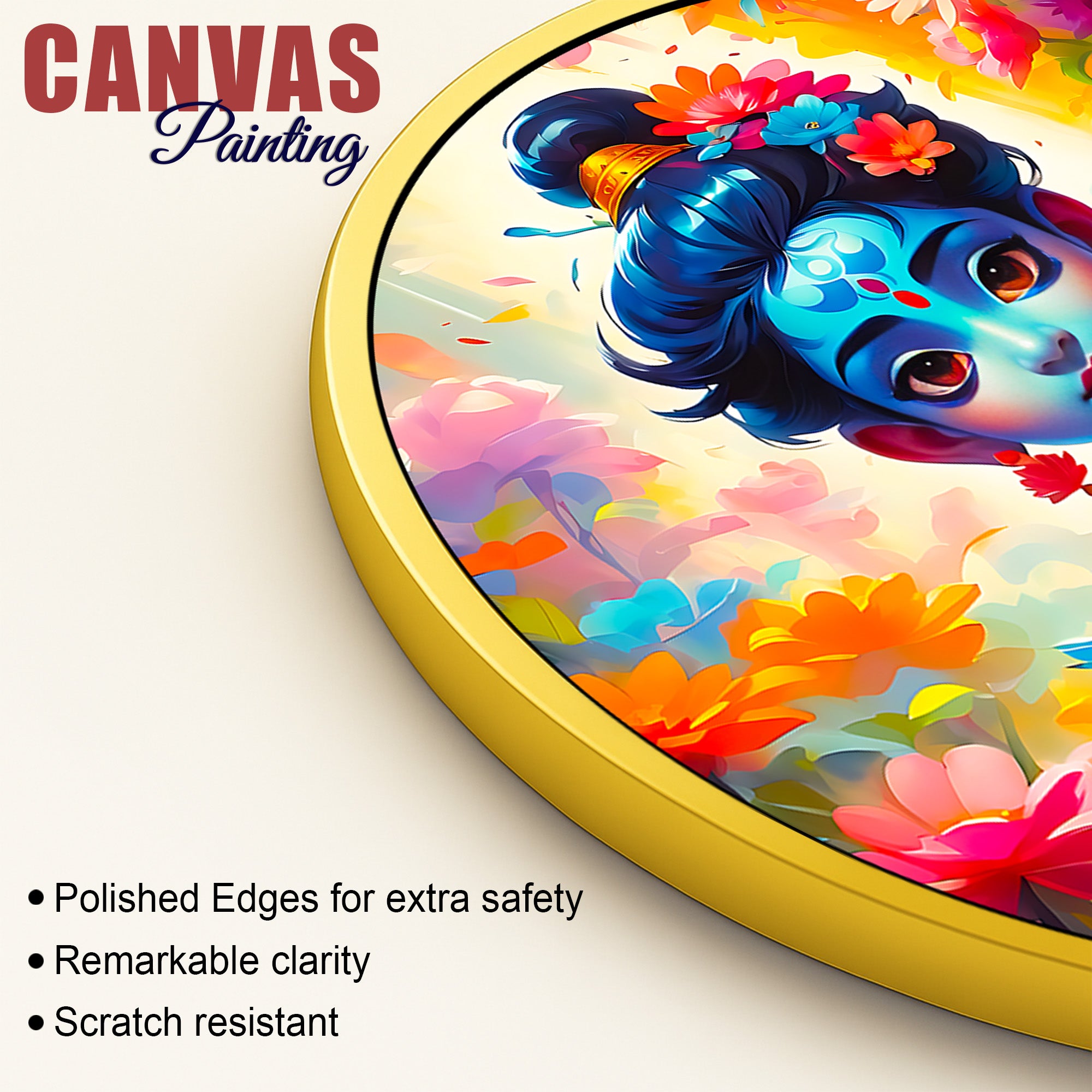Premium Krishna Round Painting for Wall