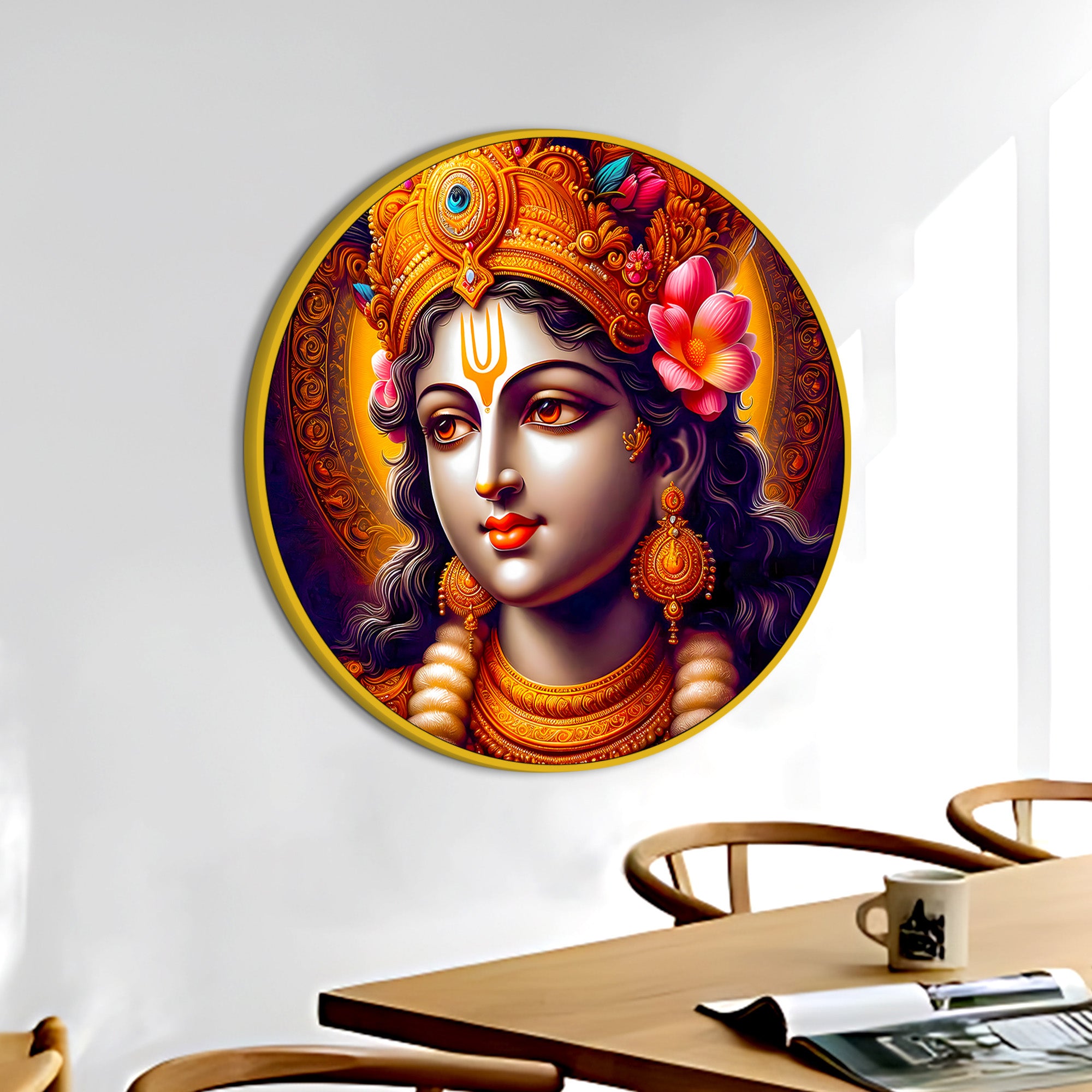 Premium Krishna Round Wall Painting for Home
