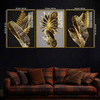 Premium Leaves Floating Acrylic Painting Set of 3 for Living Room
