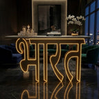 Premium LED Reception Desk with Bharat Art for Modern Spaces (SS 302)