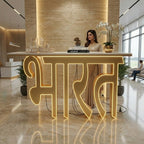 Premium LED Reception Desk with Bharat Art for Modern Spaces (SS 302)